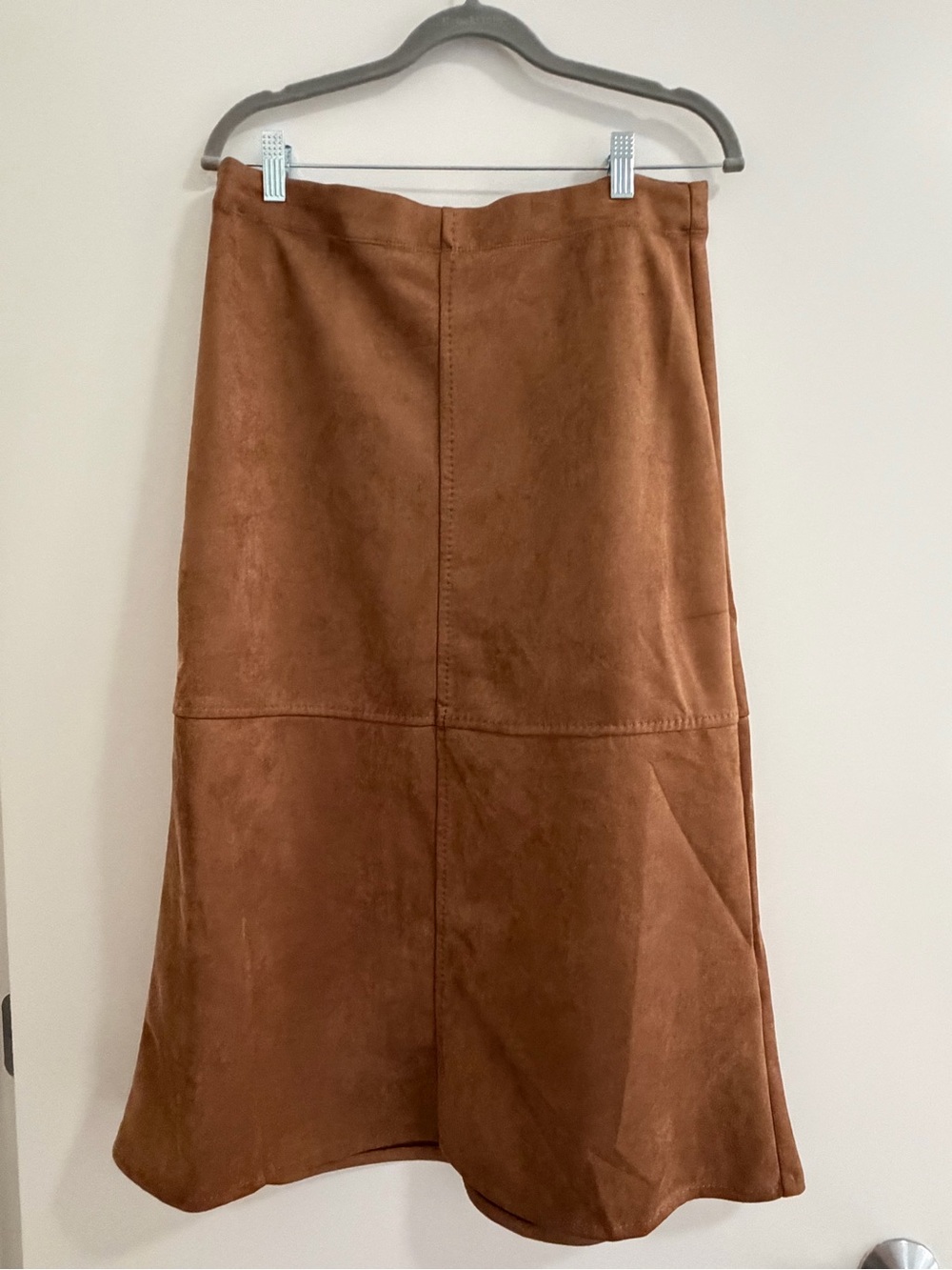 Max Studio Brown Suede-Look Midi Skirt